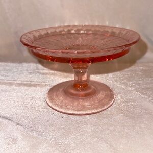 UV reactive Imperial Glass  Pink depression Glass smalll Pedestal Dish 5”x3”